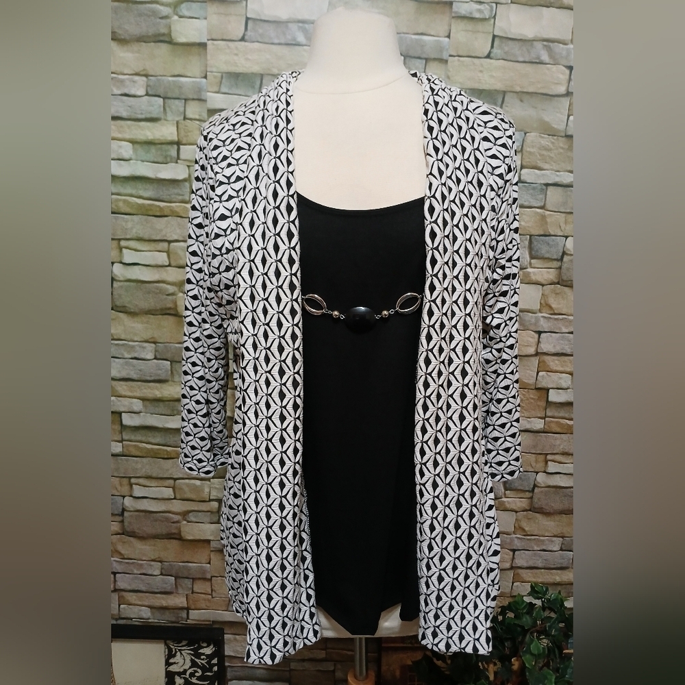 New Notations Layered Sweater Blouse W/Necklace New Business Casual Office